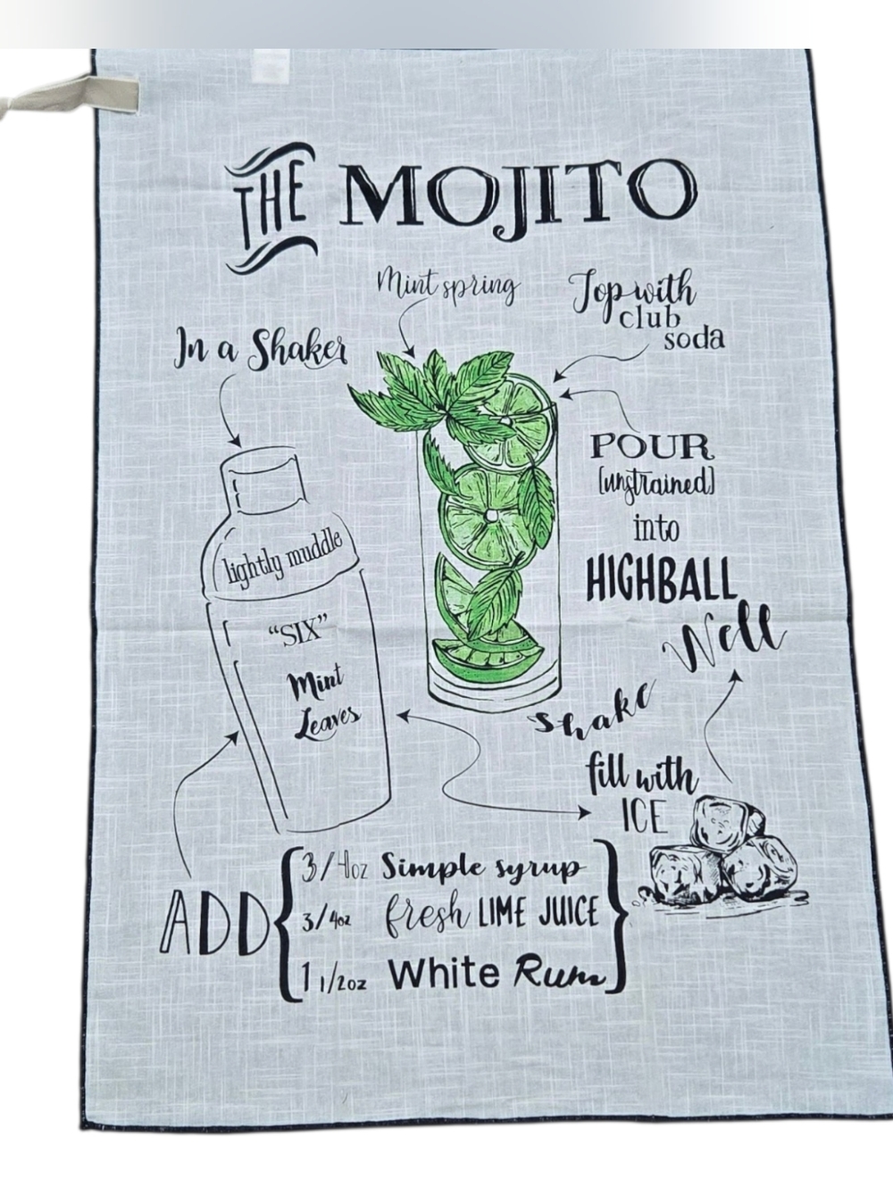 Shiraleah Mojito Cocktail Tea Towel